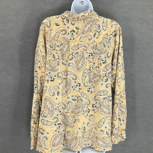 J.Jill Top Womens Sz L Paisley Print Button-Up Long Sleeve Collar Shirt Beige‎ - Picture 2 of 10
